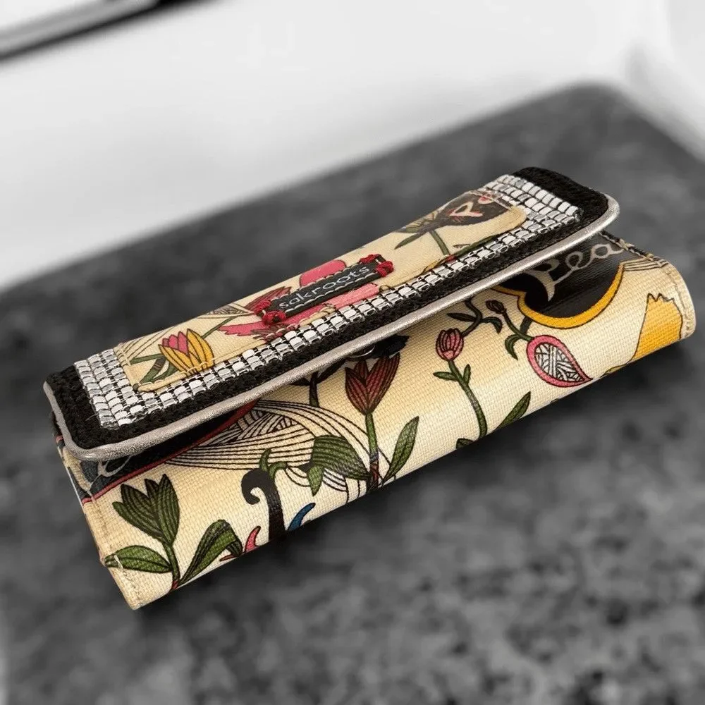 Sakroots Birds of Paradise Clutch Trifold Wallet Nature Peace Happy boho